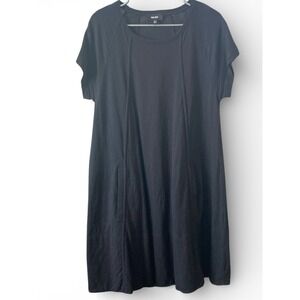 ME + EM Black Cotton Swing T-Shirt Jersey Dress, Size 12, Pockets, Midi